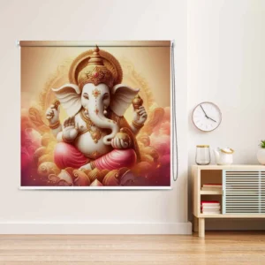 Hindu Spiritual Lord Ganesha Roller Blind for Pooja Room and Mandir