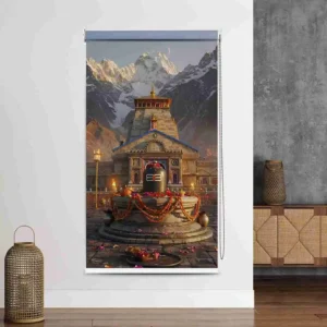 Kedarnath Temple Roller Blind with Lord Shiva's Shivling for Pooja Room and Spiritual Home Decor