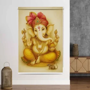Traditional Lord Ganpati Ji Roller Blind for Mandir and Pooja Room