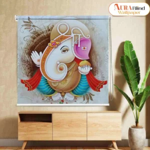Artistic Ganpati Bappa Roller Blind for Pooja Room and Temple