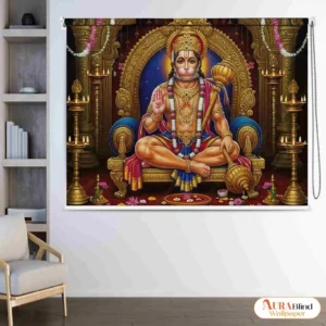 Divine Lord Hanuman Pooja Room Roller Blind