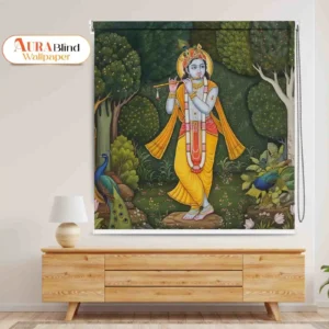 Divine Krishna Pooja Room Roller Blind
