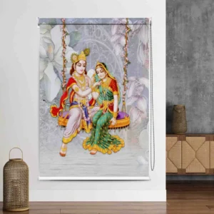 Divine Love Radha Krishna Swing Roller Blind for Pooja Room