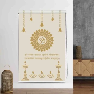 Om (ॐ) and Vedic Shloka design Roller Blind for Puja Room and Temple