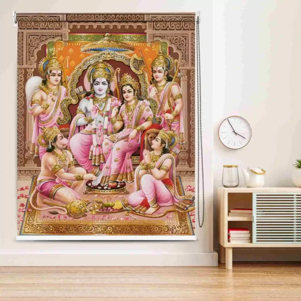 Ramayana Theme Shri Ram Darbar Roller Blind for Pooja Room and Temple