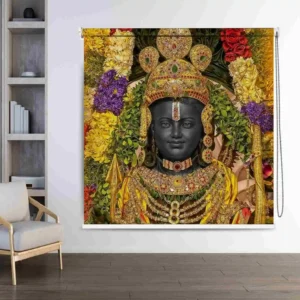 Shri Ram Lalla Pooja Room roller blind Ayodhya Ram Mandir inspired spiritual window covering