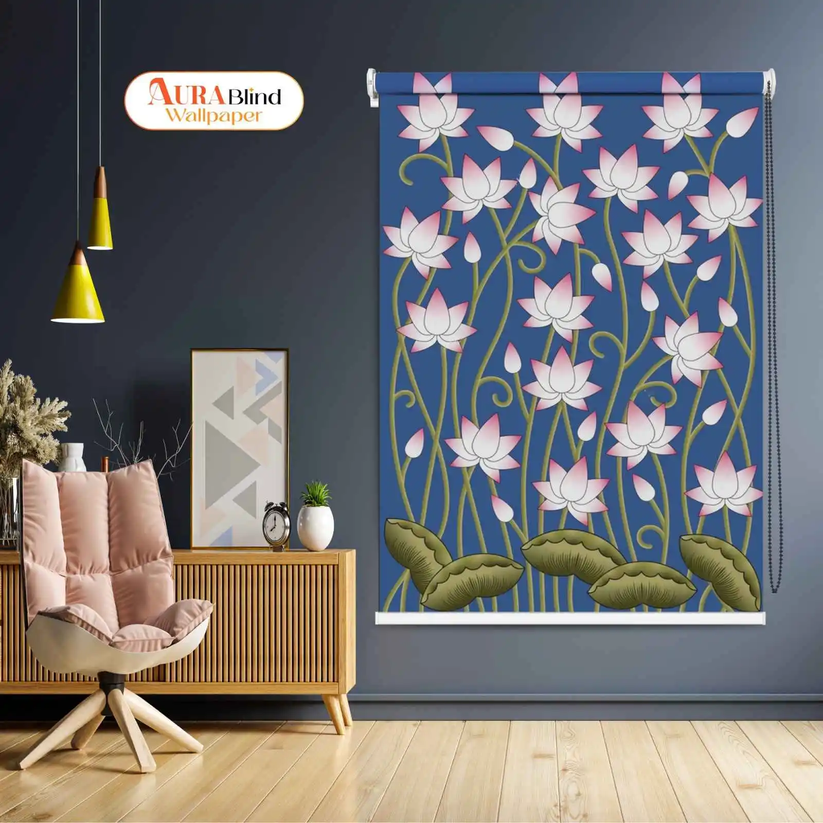 Blue Lotus Garden Pichwai Rolle