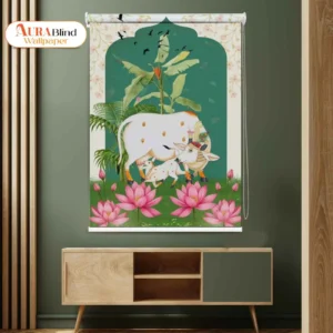 Pichwai Cow Roller Blind for Mandir