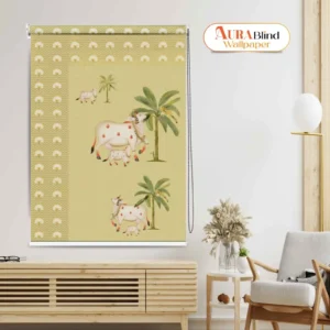 Traditional Pichwai Cow Mandir Roller Blind