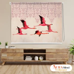 Elegant Flamingo Flight Roller Blind with Artistic Bird Pattern for Stylish Windows