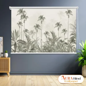 Monochrome Tropical Palm Forest Roller Blind for Bedroom