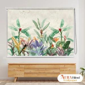Tropical Garden Birds Roller Blind for Living Room