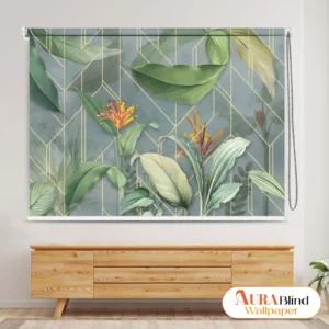Tropical Leaf Pattern Window Roller Blind for Living Room