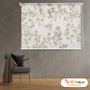 Botanical Branch Roller Blind with Neutral Leaf Design