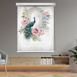 Ethereal Floral Peacock Archway Designer Printed Roller Blind