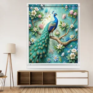 Floral Peacock Serenity Designer Roller Blind