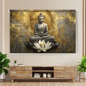 Golden Buddha Lotus Meditation Roller Blind