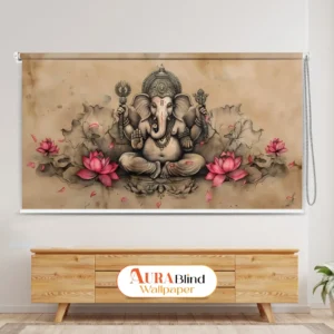 Lord Ganesha Lotus Art Window Roller Blind