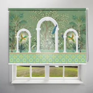 Royal Garden Arches with Peacock Art Roller Blind