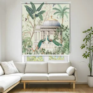Royal Garden Pavilion with Peacock Roller Blind