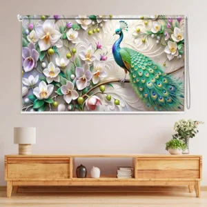 Royal Peacock Blossom Designer Roller Blind