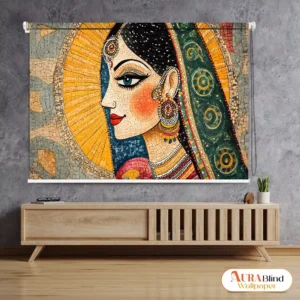 Royal Rajasthani Queen Mosaic Art Roller Blind