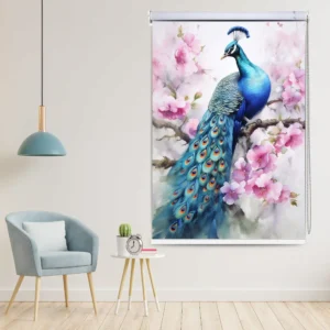 Serene Peacock Blossom Art Roller Blind