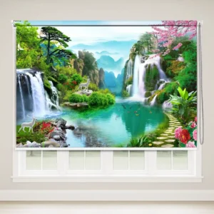 Vastu-Inspired Nature Waterfall Roller Blind