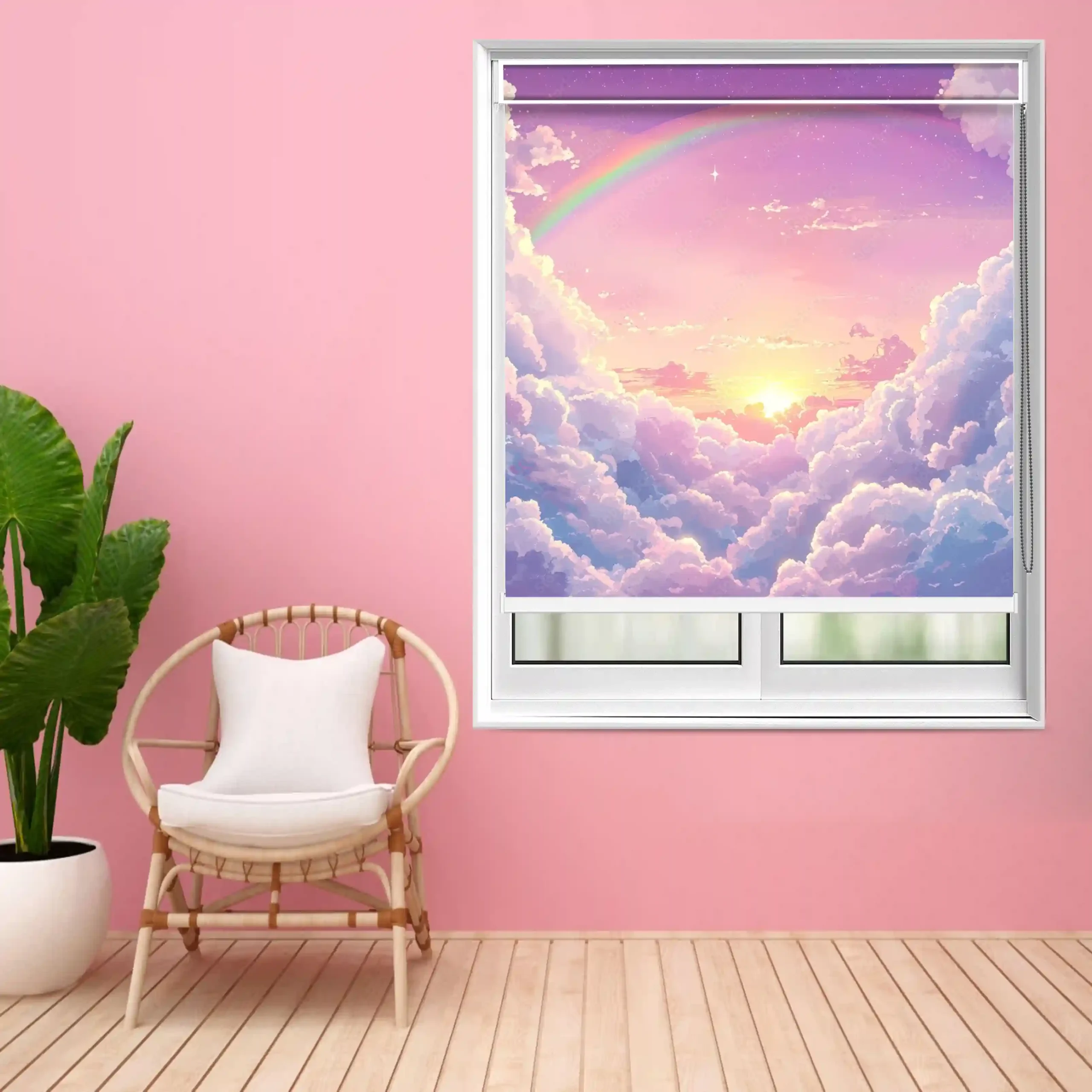 Dreamy Cloudscape Rainbow Pastel Sky Kids Room Roller Blind