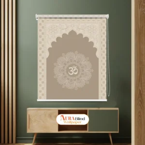 Elegant Om Mandala Arch Pooja Room Roller Blind