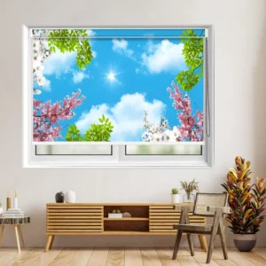 Heavenly Spring Sky Blossom Designer Roller Blind