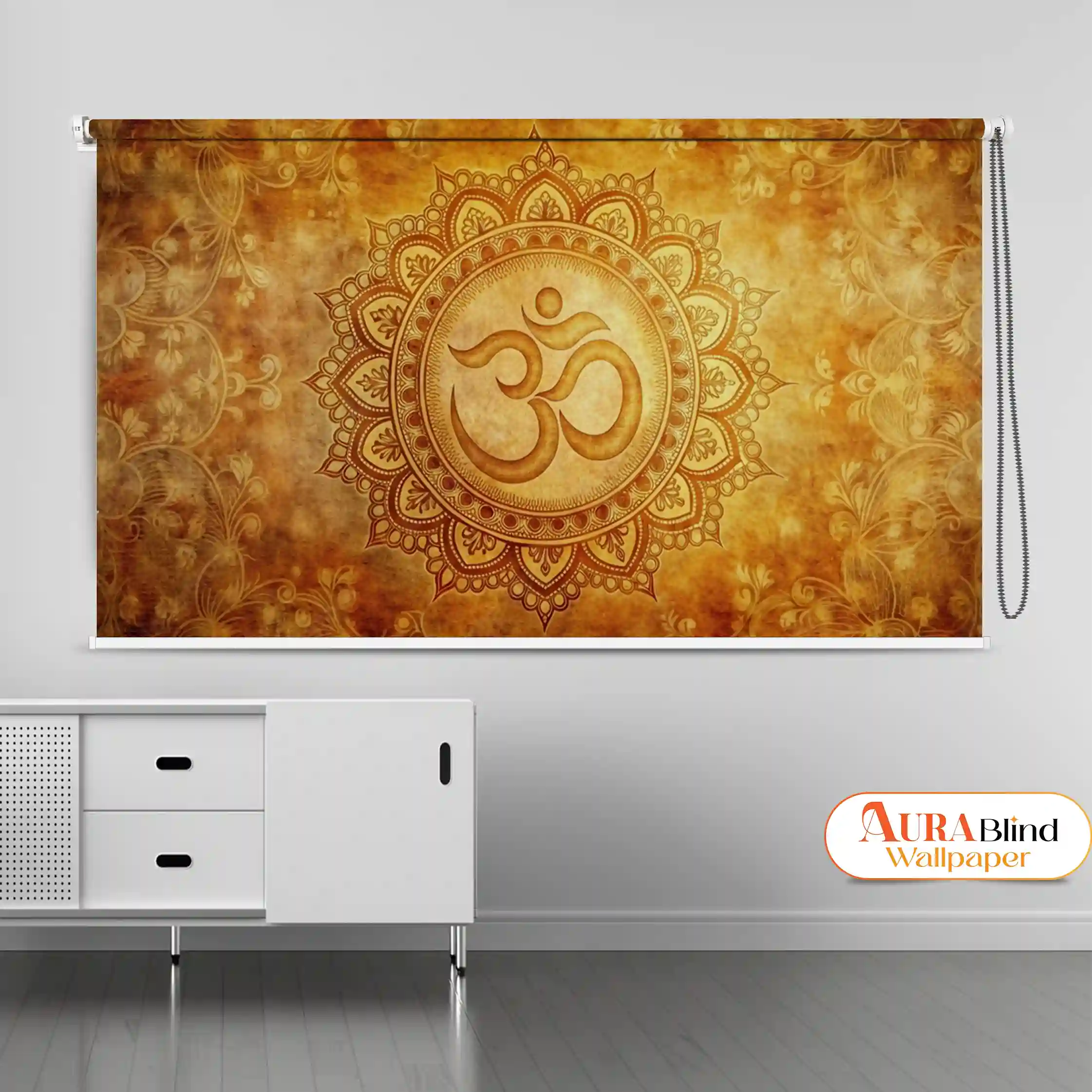 Om Mandala Vintage Gold Texture Roller Blind