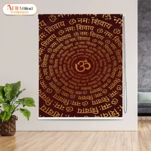 Om Namah Shivaya Spiral Mantra Roller Blind for Pooja Room