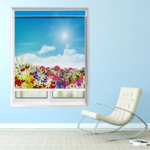 Spring Bloom Meadow Bright Floral Sky Window Shade